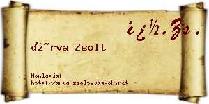 Árva Zsolt névjegykártya